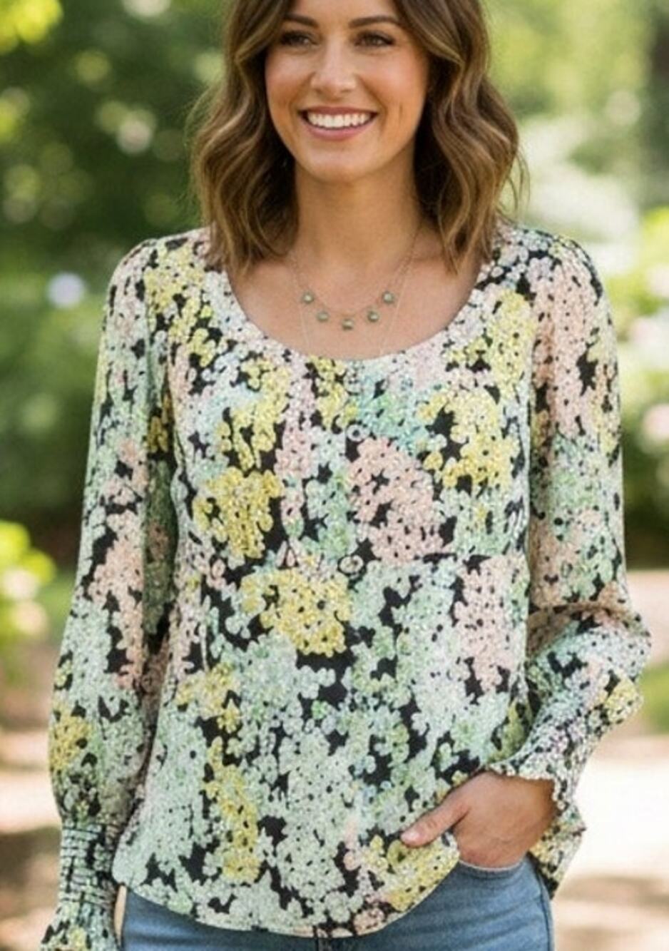 LOFT pastel floral blouse